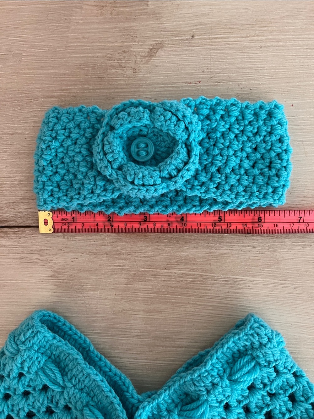 Handmade Teal Crochet Kids Poncho & Headband Set - Picture 9 of 9